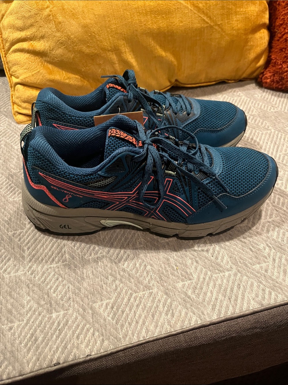 ASICS Teal Athletic Shoes with Coral Accents